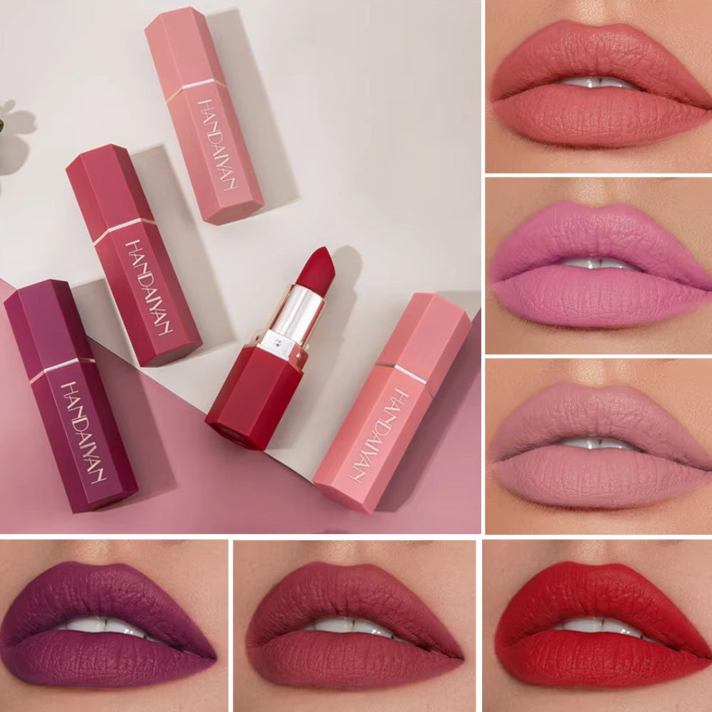 6-Color Matte Lipstick , Non-Fading, Non-Stick Cup Long-Lasting Velvet Finish, Smooth Matte Lip Color Waterproof Smudge-Proof